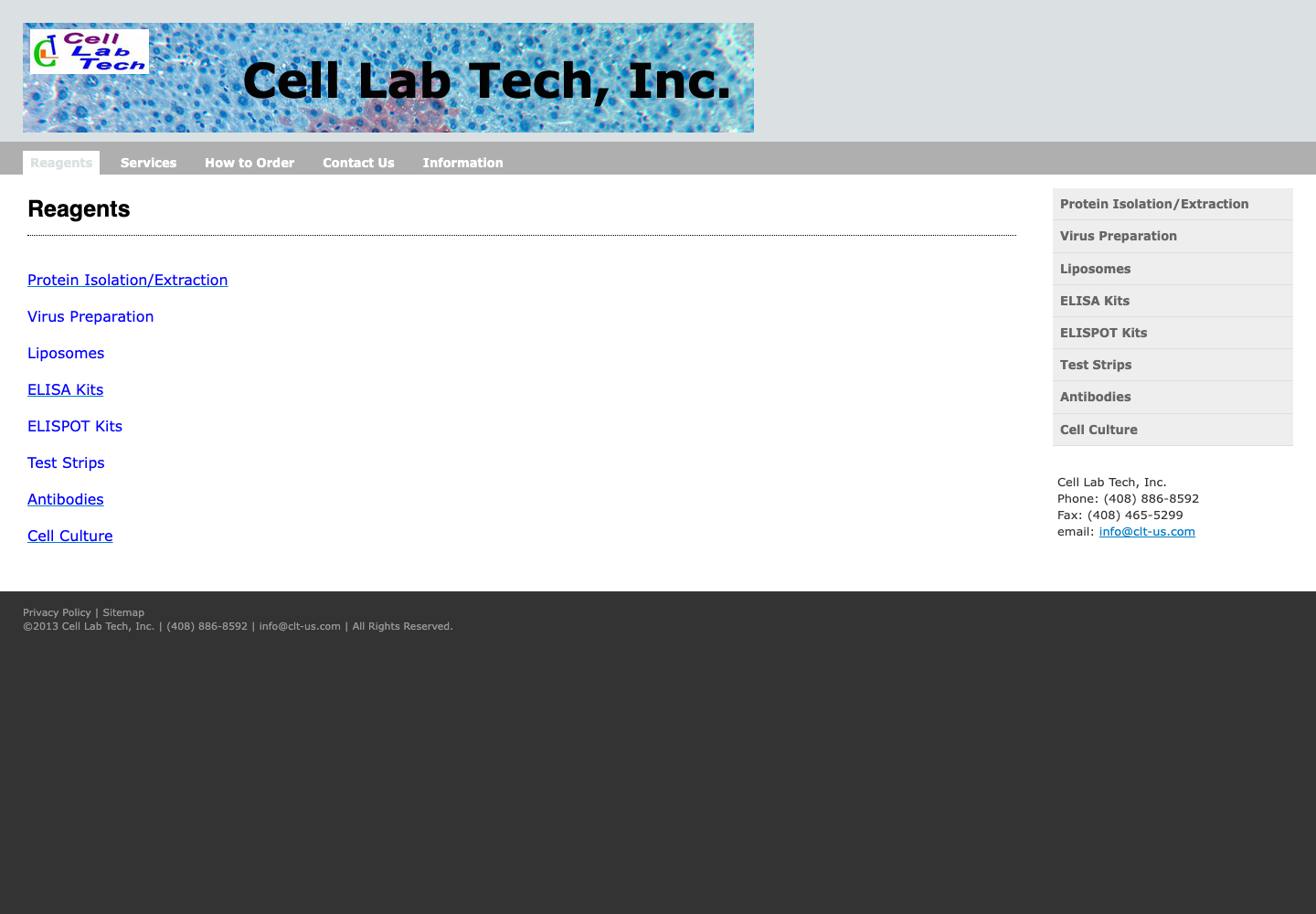 Cell Tech Lab landing page screenshot