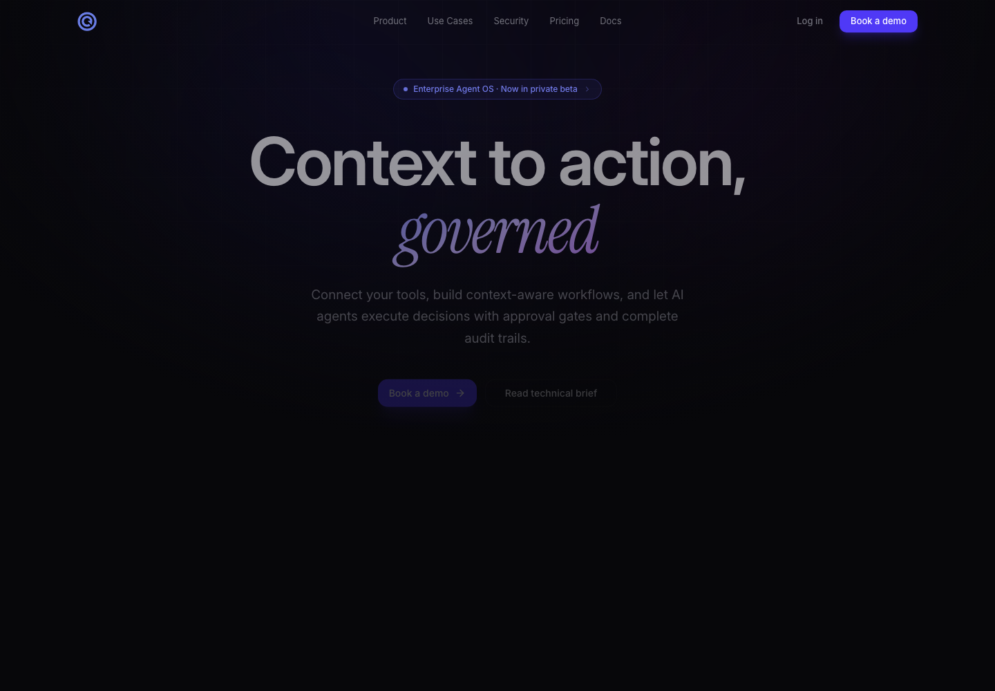 Operis landing page screenshot